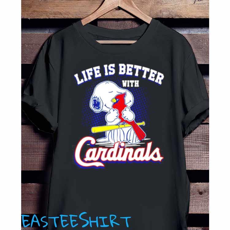 Official Snoopy life is better with st louis cardinals shirt, hoodie,  sweater, long sleeve and tank top