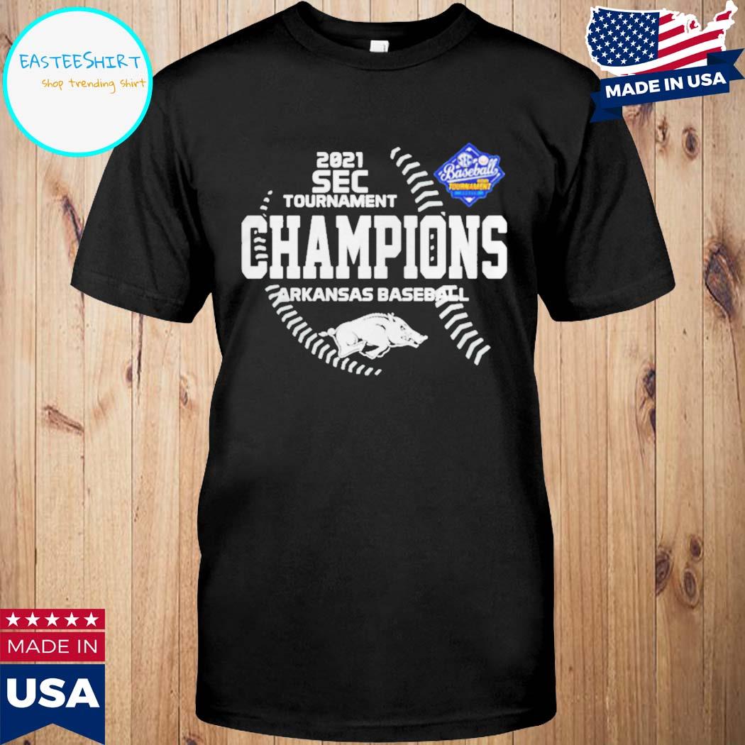 Official 2021 sec baseball tournament champs arKansas baseball T-shirt