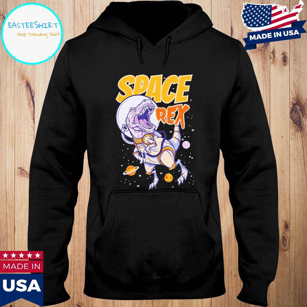 Official Space t rex wearing space helmet with planets T-s Hoodie