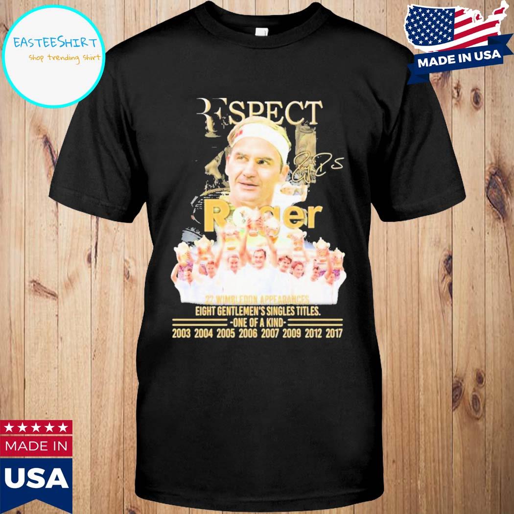 Official Respect roger federer 22 wimbledon appearances 8 gentlemens singles titles T-shirt