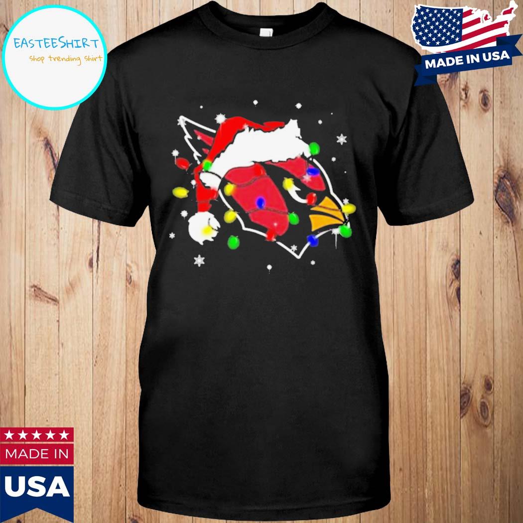 Official Santa Arizona cardinals logo lights Christmas T-shirt