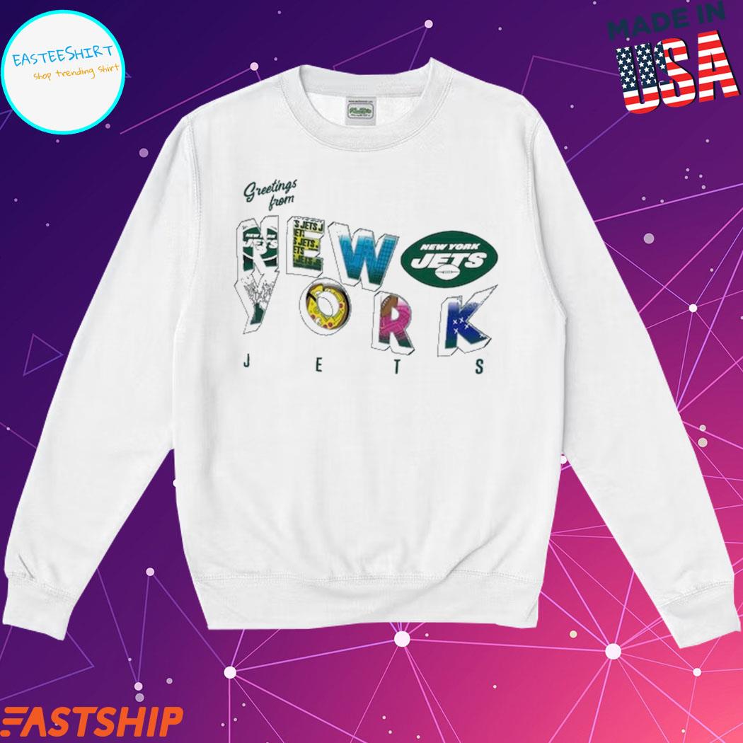 WEAR by Erin Andrews Women's White New York Jets Greetings From Muscle T- shirt