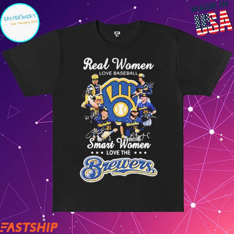 Official real women love baseball smart women love the milwaukee brewers  players 2023 signatures T-shirt, hoodie, tank top, sweater and long sleeve  t-shirt