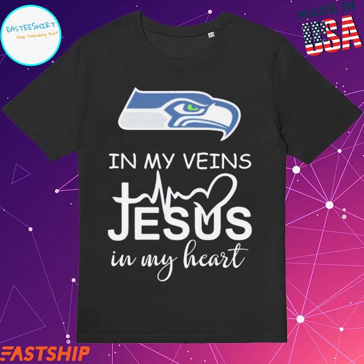 Seattle Seahawks Logo 2023 In My Veins Jesus In My Heart shirt