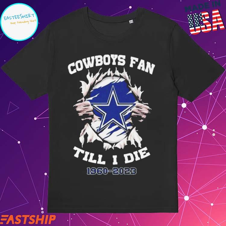 Official blood Inside Me Dallas Cowboys Fan Till I Die 1960-2023 T