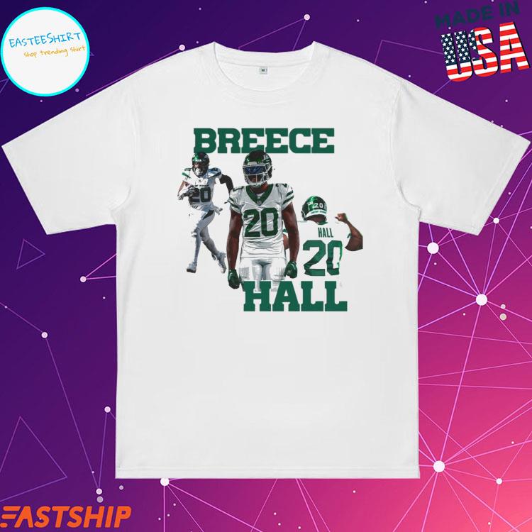 Breece Hall New York Jets Men's White Name & Number Logo T-Shirt 