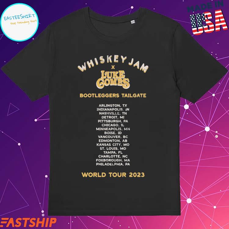 Official whiskey Jam Skull X Luke Combs Bootleggers Tailgate World Tour 2023 T-shirts