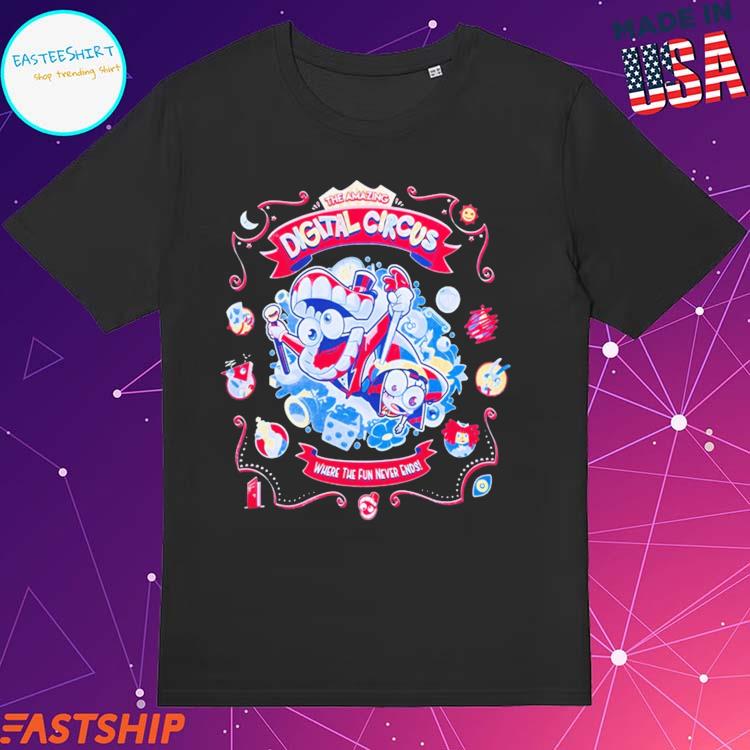 Official The Amazing Digital Circus Retro Carnival Where The Fun Never Ends  T-shirt, hoodie, tank top, sweater and long sleeve t-shirt