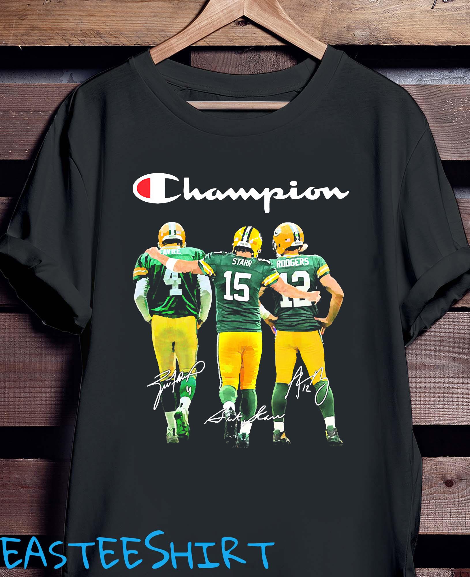 Green Bay Packers Champion Favre Starr Rodgers Signatures Shirt, hoodie,  tank top, sweater and long sleeve t-shirt